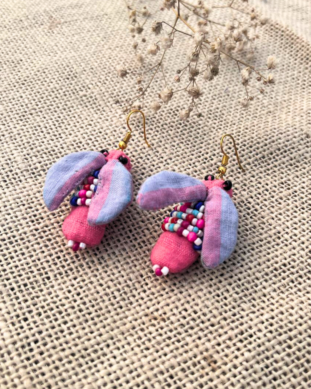 Handcrafted up cycled bee earrings