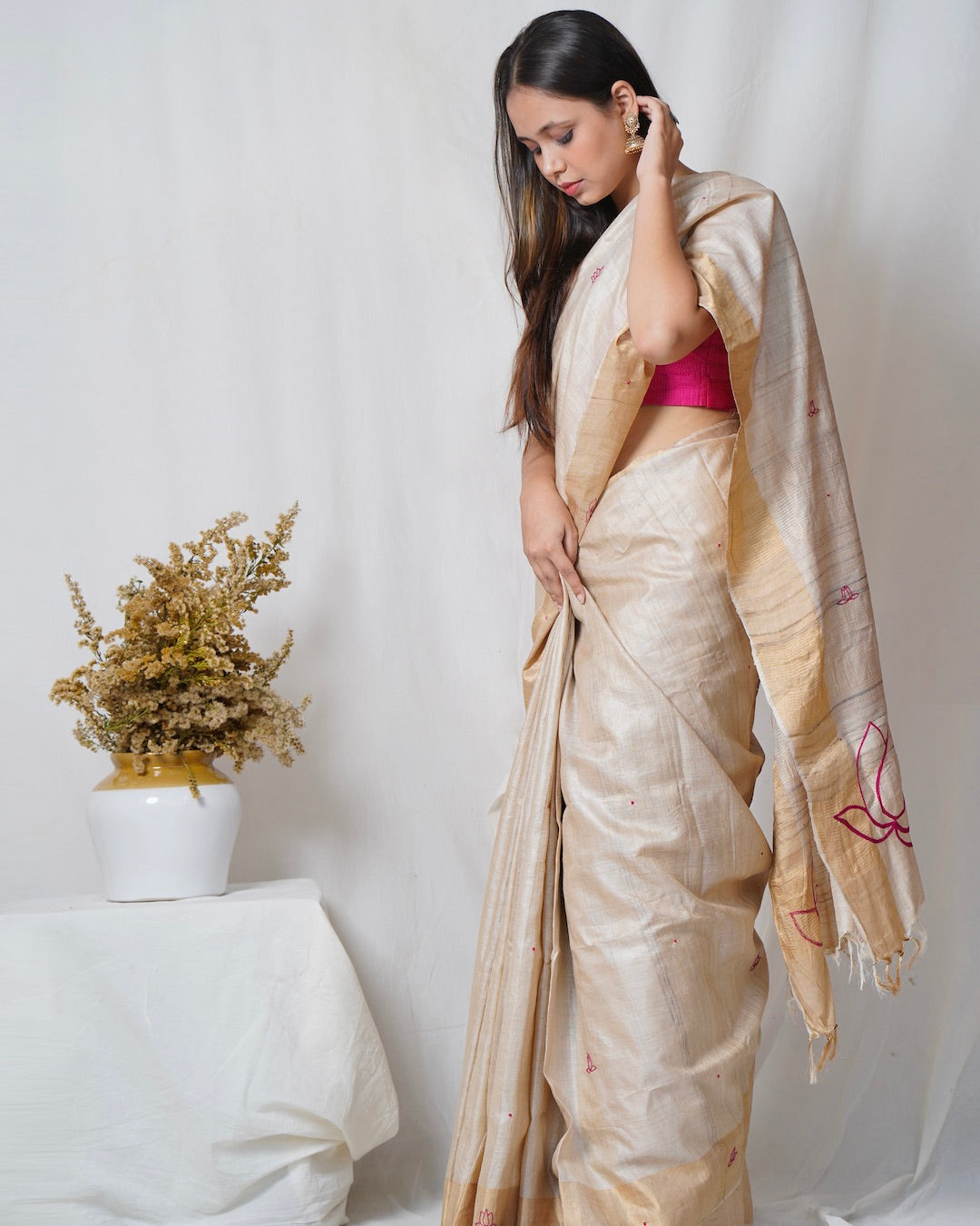 Padma pure kosa silk handloom saree online available at bebaakstudio.com