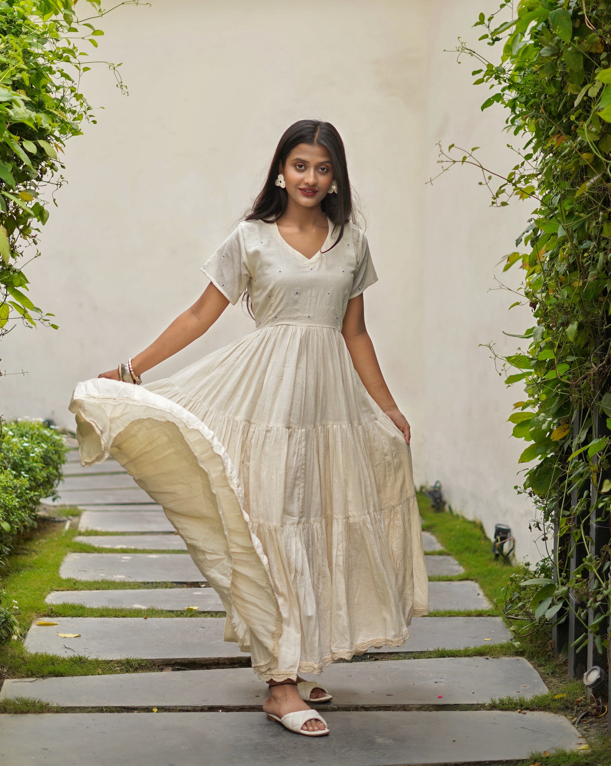 Buy White Embroidered Cotton Dress | AMD0268/WHY7 | The loom