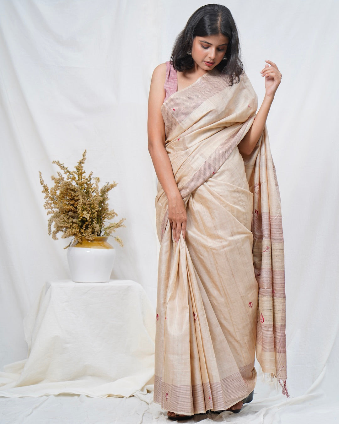 Gul pure kosa silk handloom saree online available at bebaakstudio.com