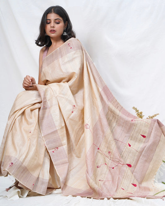 Gul pure kosa silk handloom saree online available at bebaakstudio.com