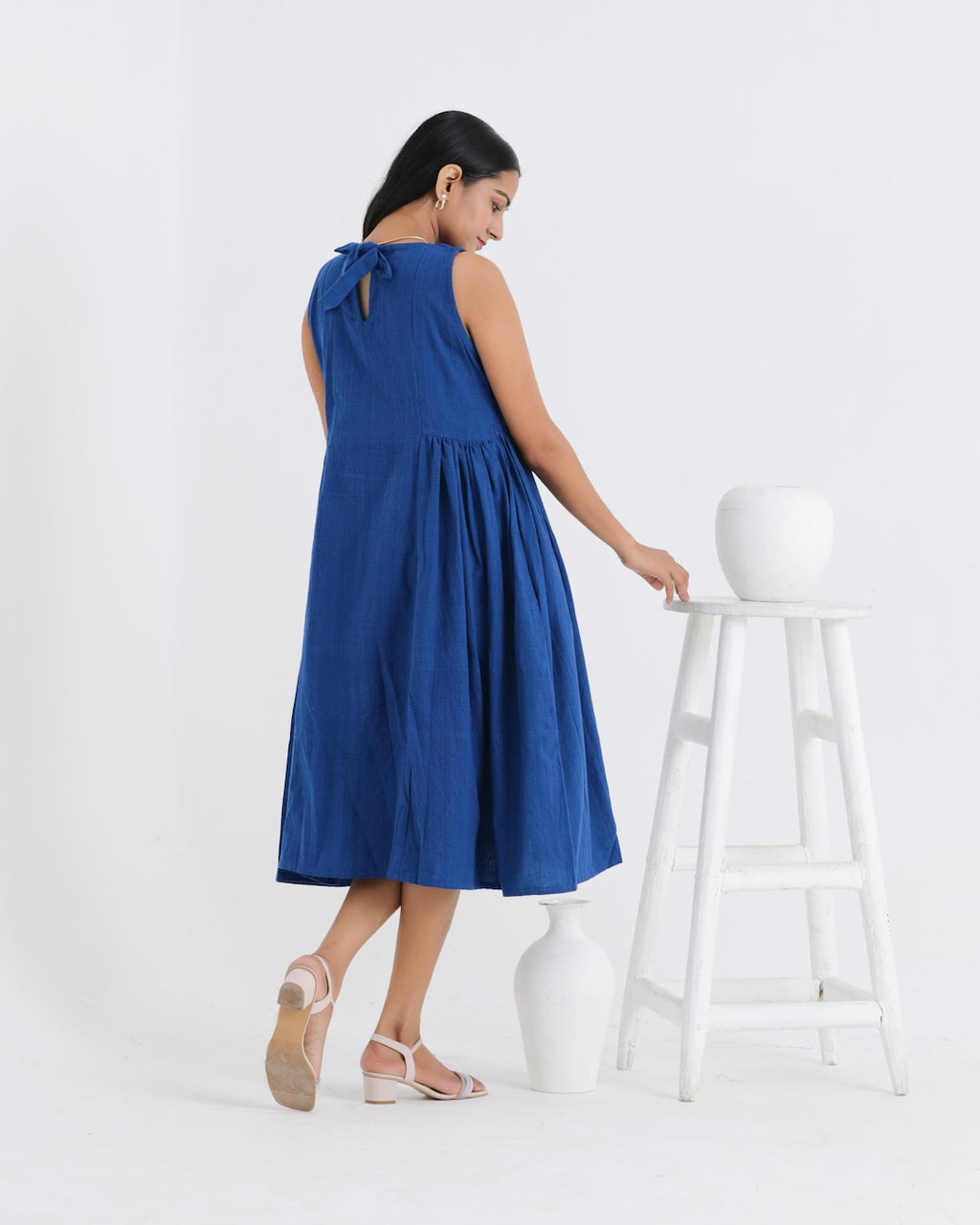 Shop blue embroidered dress from Bebaak