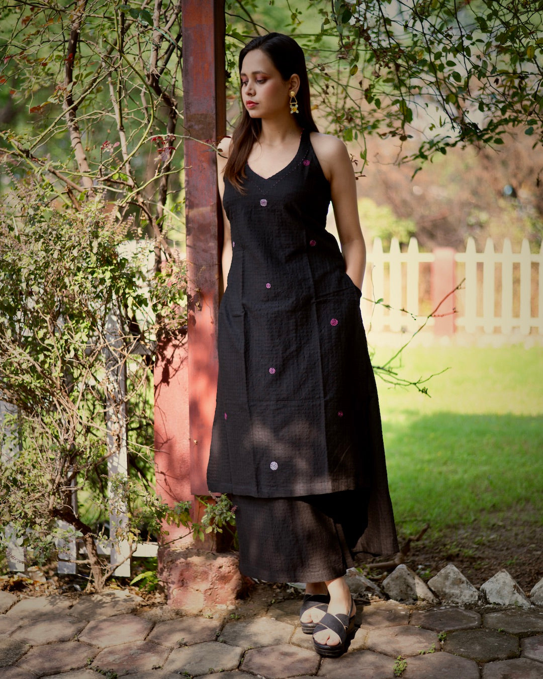 Shop black halter tunic set online at bebaakstudio.com