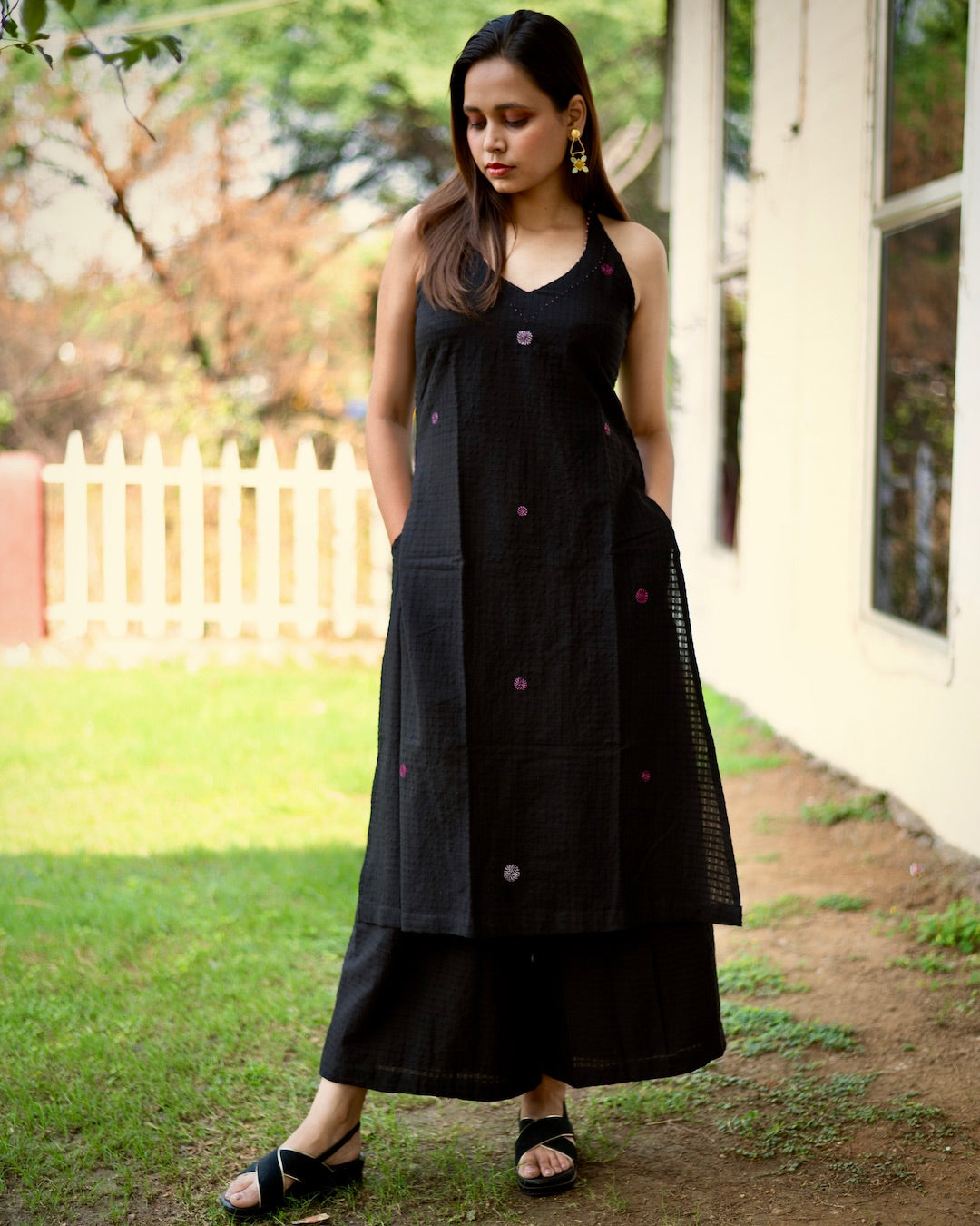 Shop black halter tunic set online at bebaakstudio.com