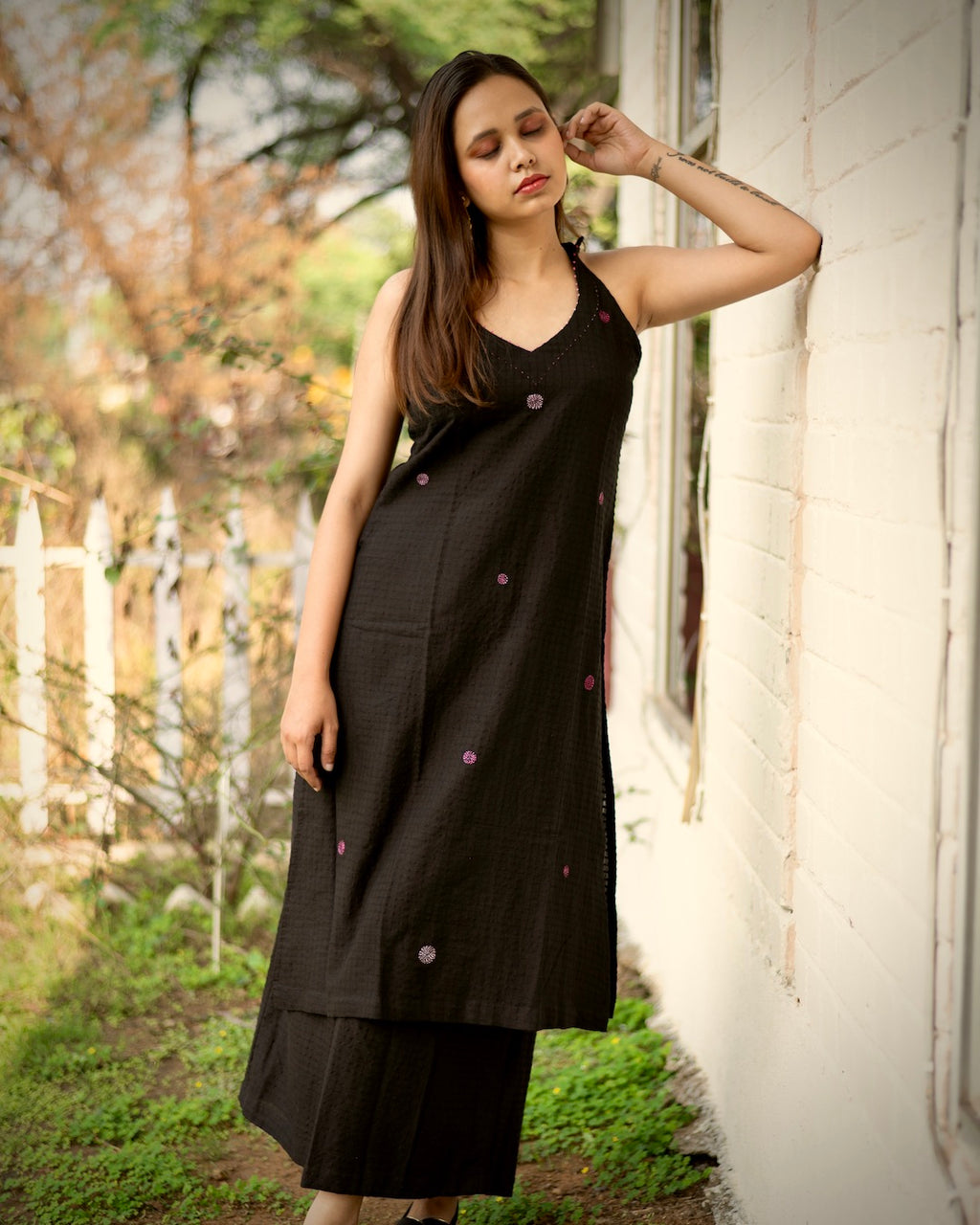 Shop black halter tunic set online at bebaakstudio.com