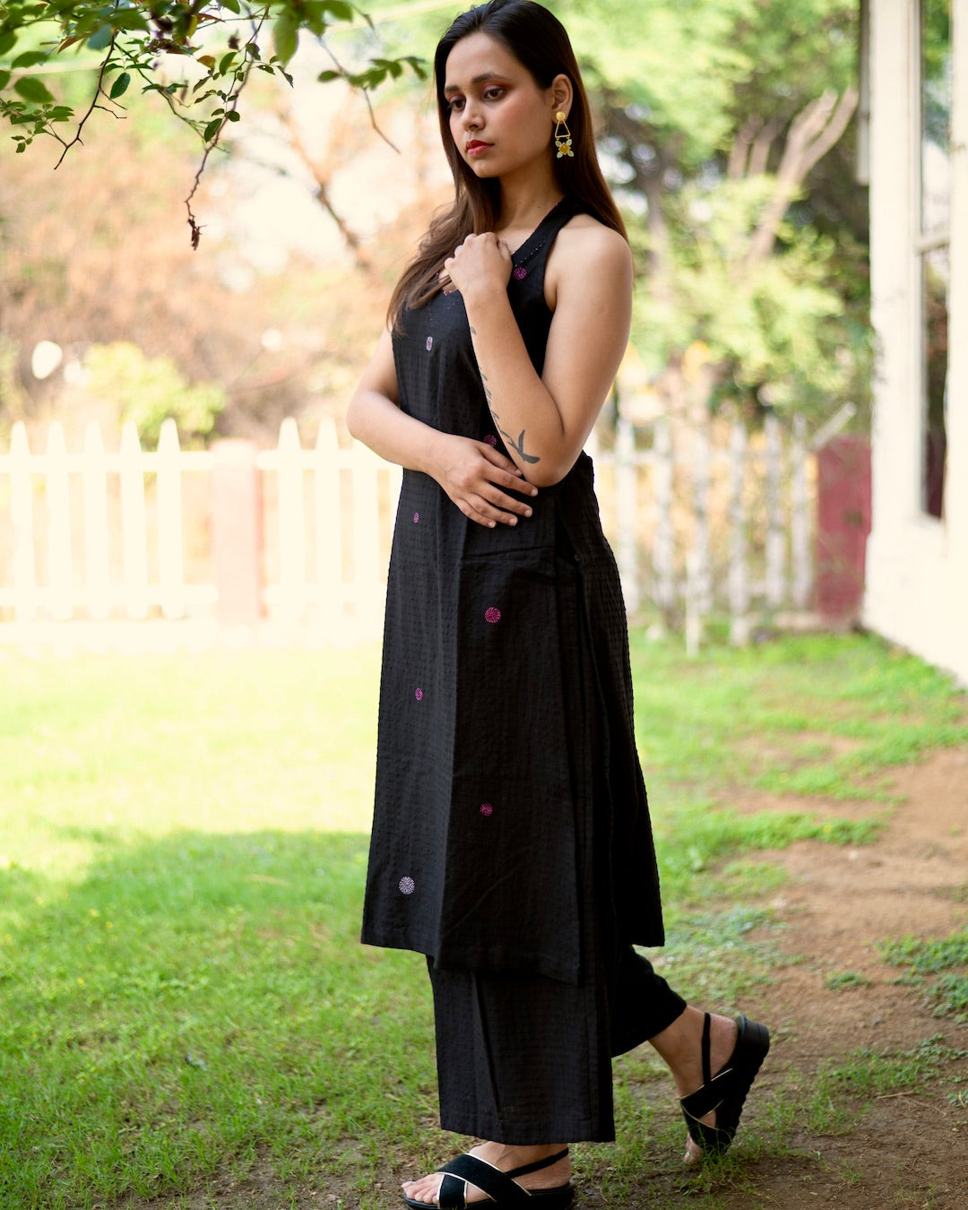 Shop black halter tunic set online at bebaakstudio.com