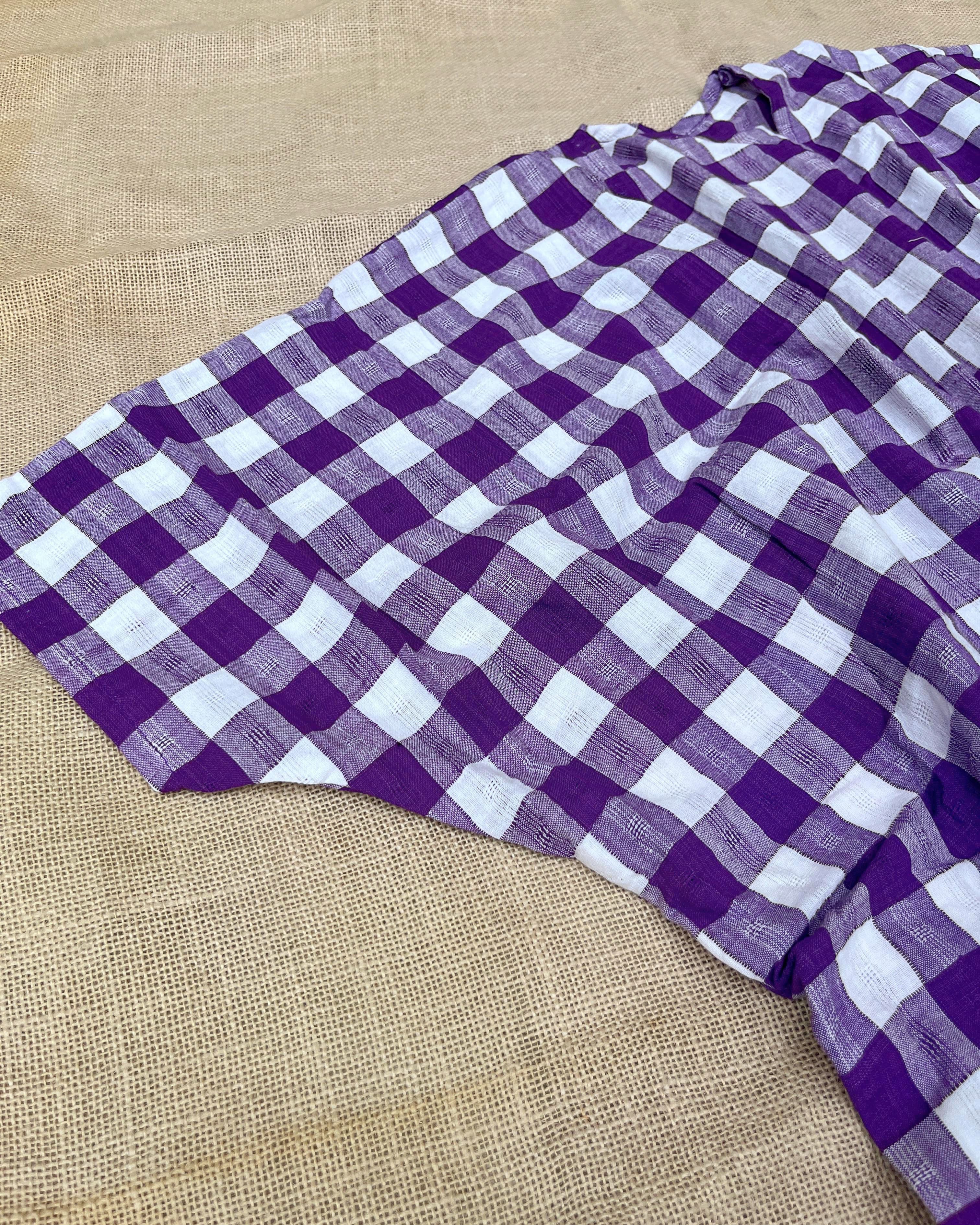 Shop Overlay: Purple gingham kimono overlay online at bebaakstudio.com
