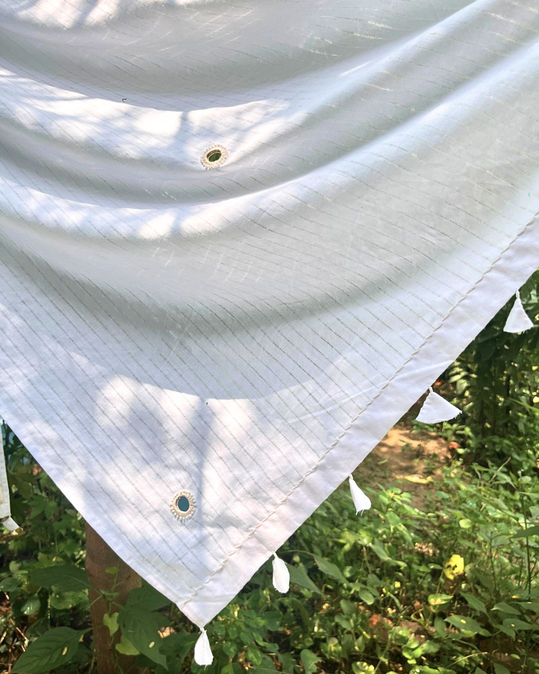 Shop White cotton mirror Embroidered Dupatta online at bebaakstudio.com