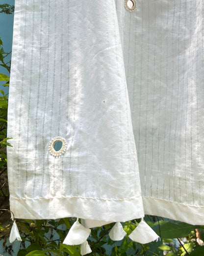 Shop White cotton mirror Embroidered Dupatta online at bebaakstudio.com