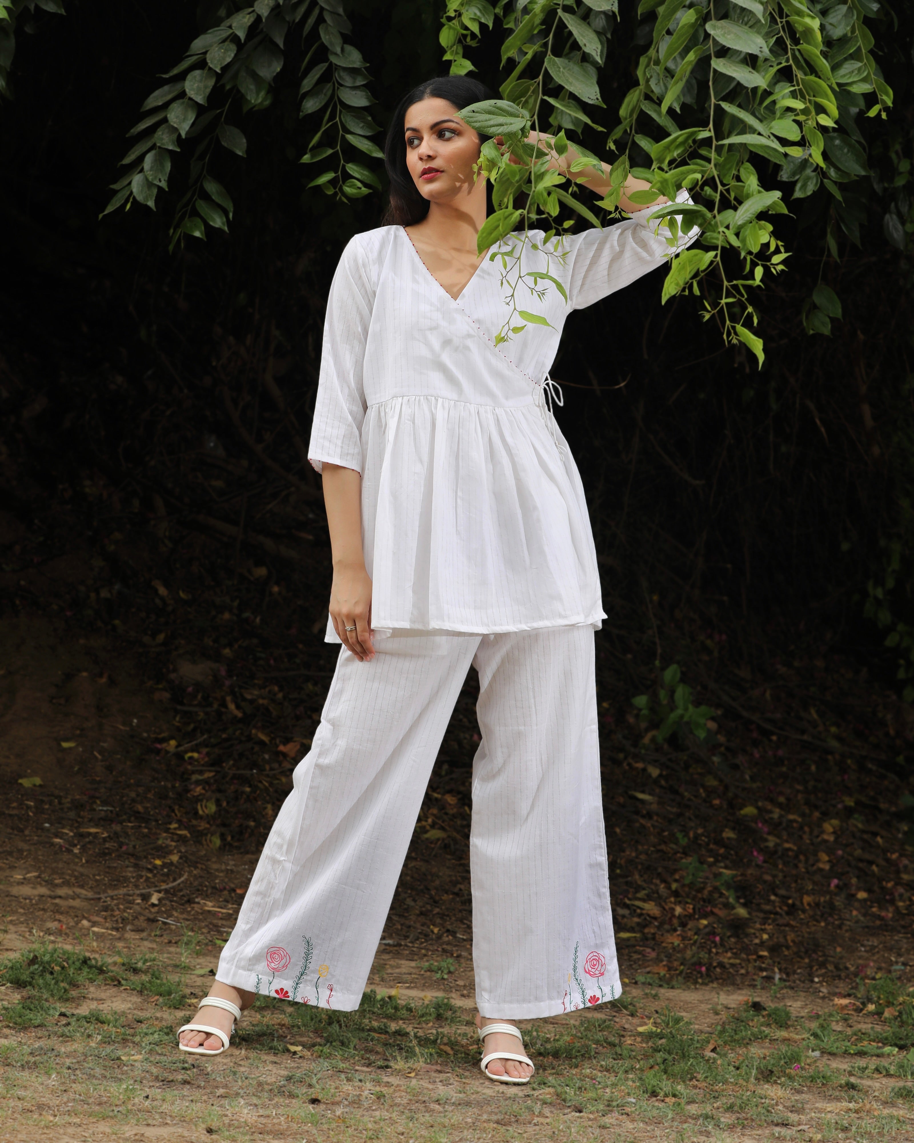 White Anghrakha tunic set