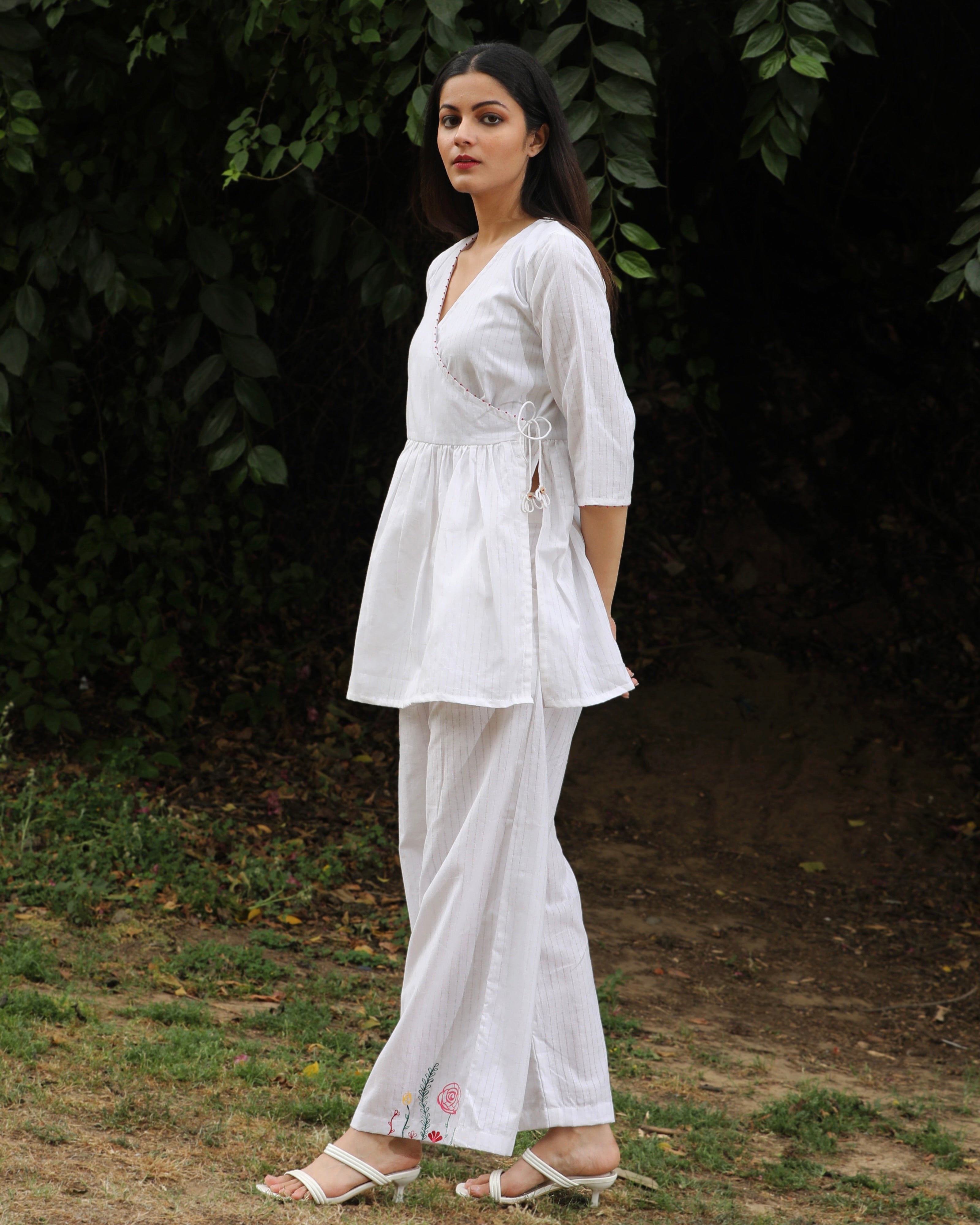 White Anghrakha tunic set