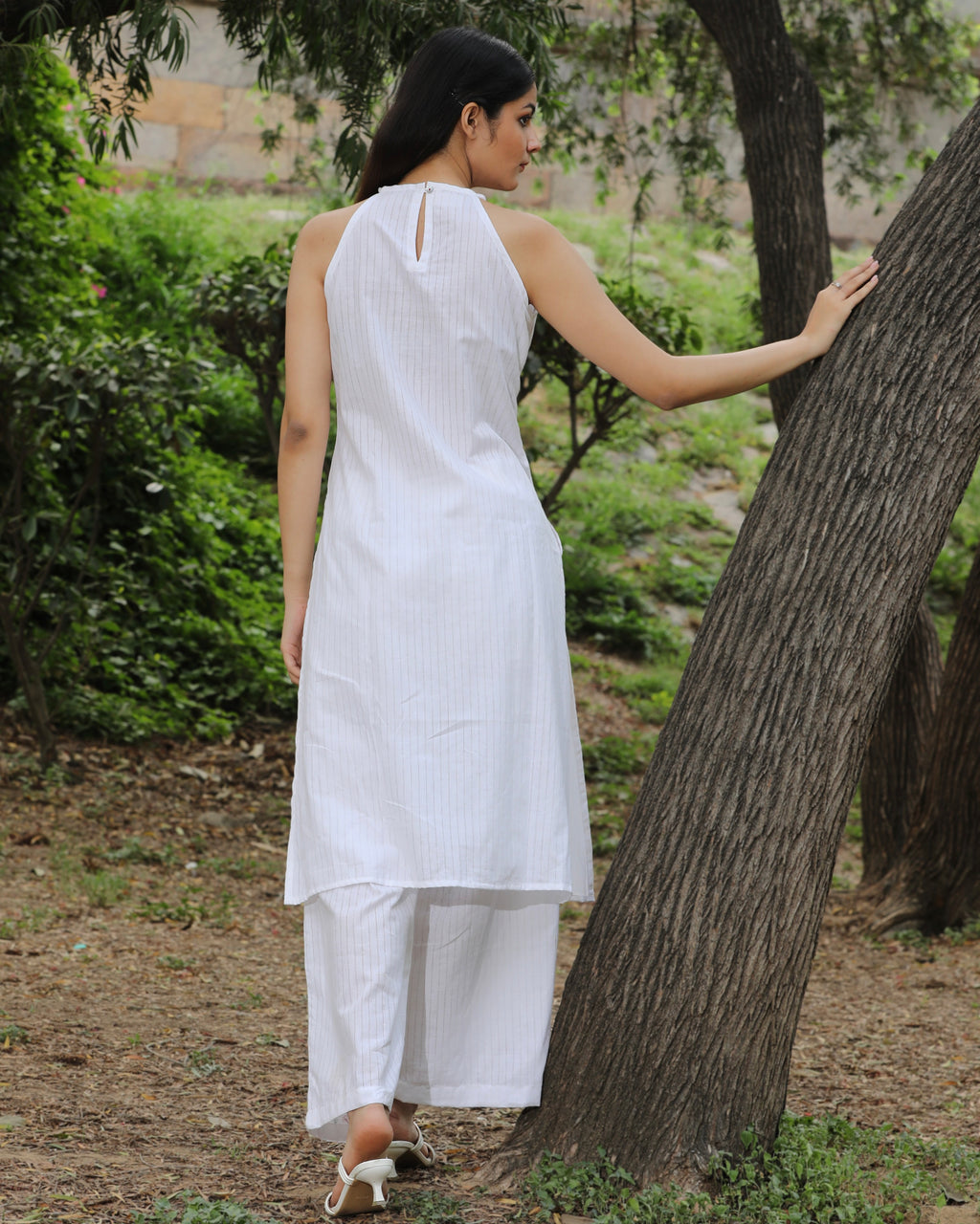 White halter neck tunic set from Bebaak