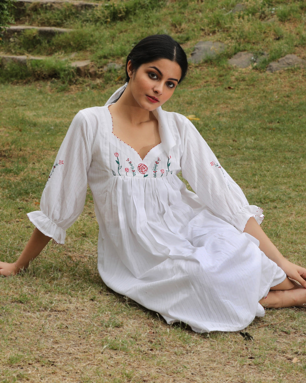 Shop gathered white tunic set from Bebaak