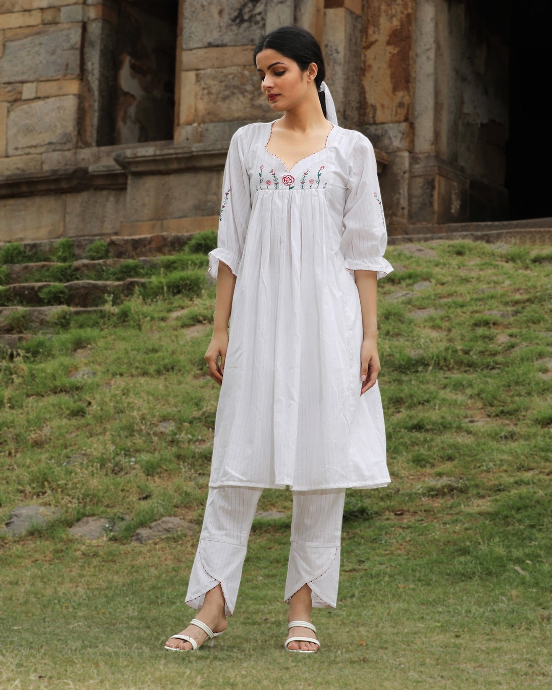 Shop gathered white tunic set from Bebaak