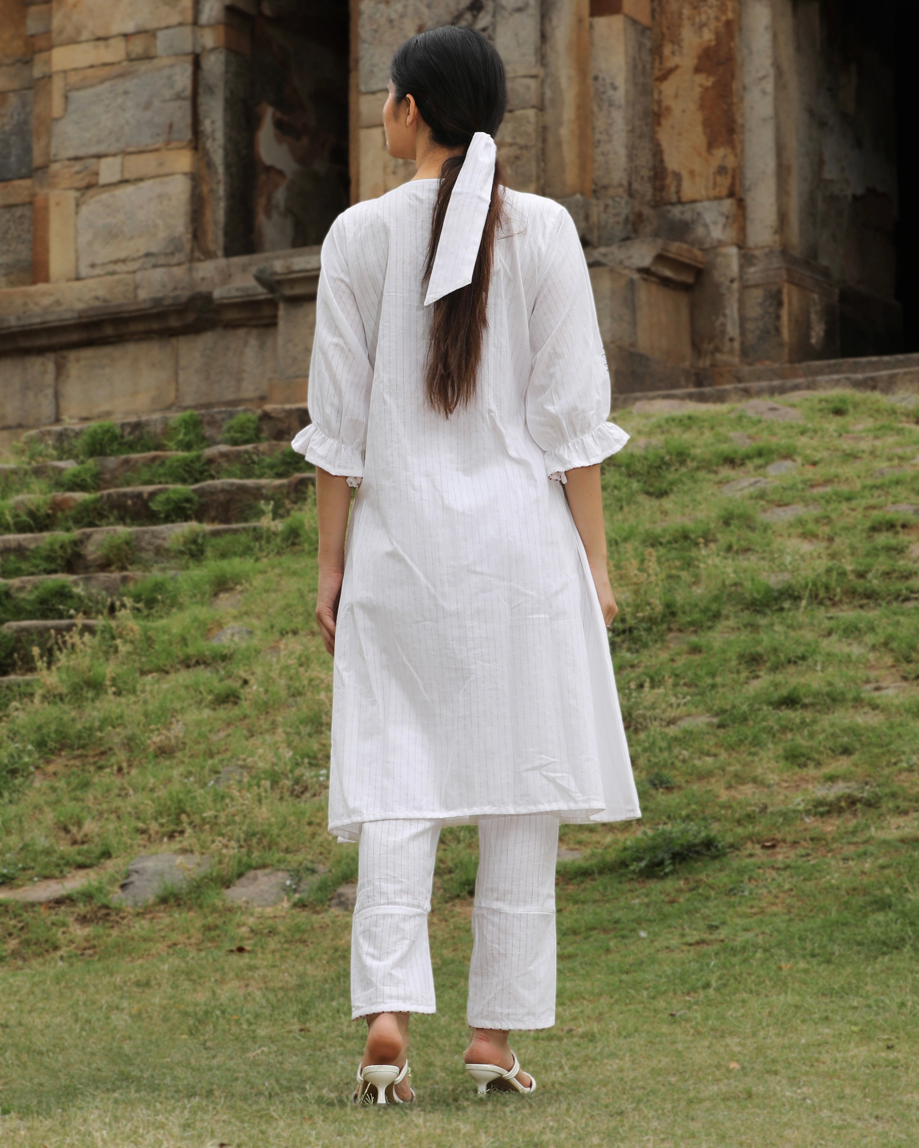 Shop gathered white tunic set from Bebaak