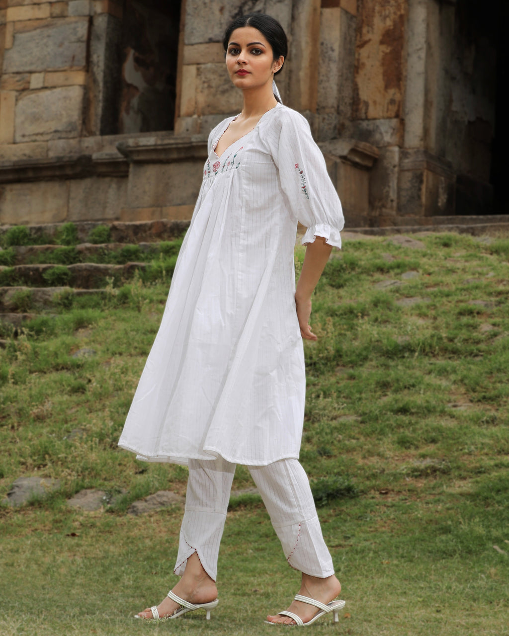 Shop gathered white tunic set from Bebaak