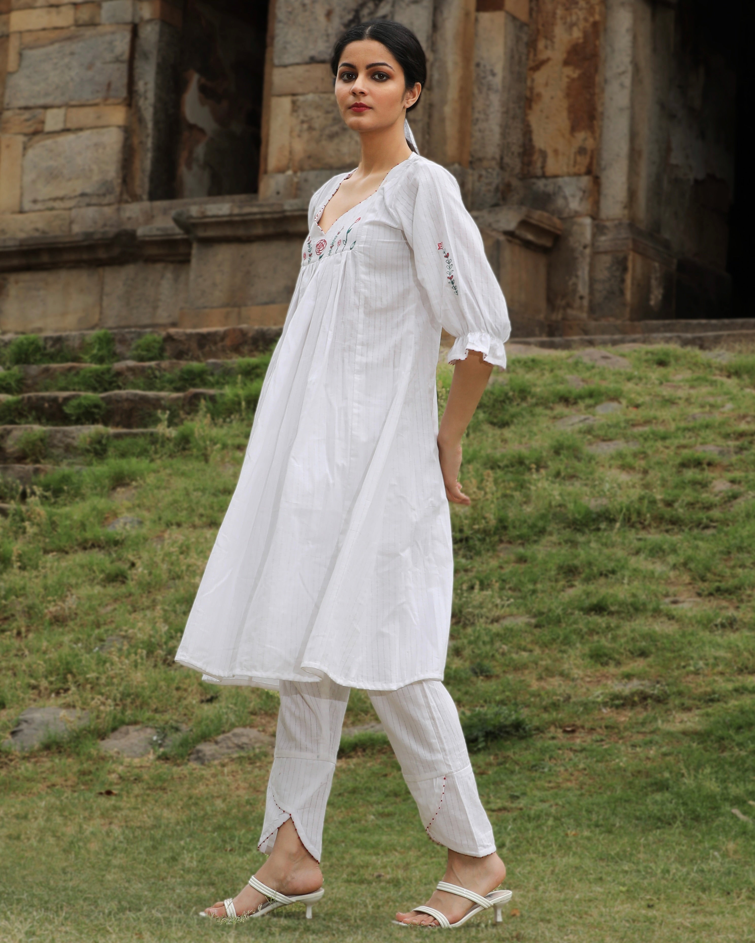Shop gathered white tunic set from Bebaak
