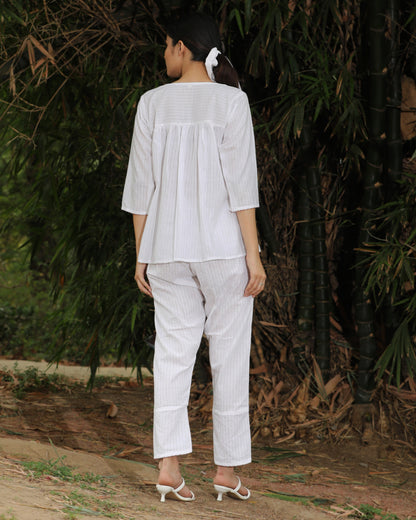 Antifit white shirt & palazzo set from Bebaak