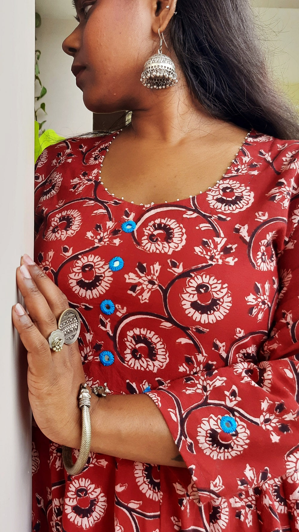 Maroon bagh print ethnic tunic set online at bebaakstudio.com