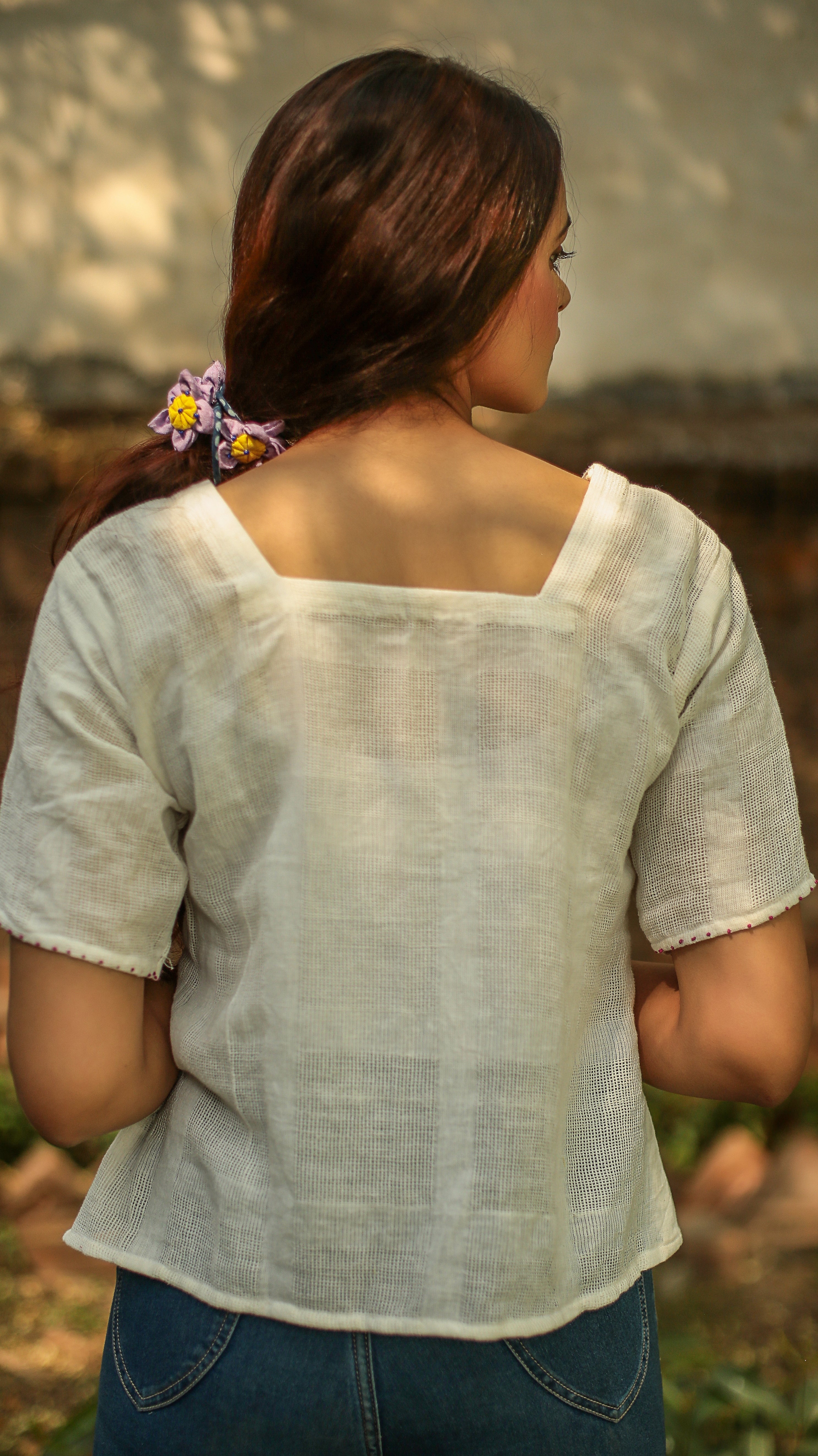 Tops & Shirts: Shop Ivory button top online at bebaakstudio.com – Bebaak