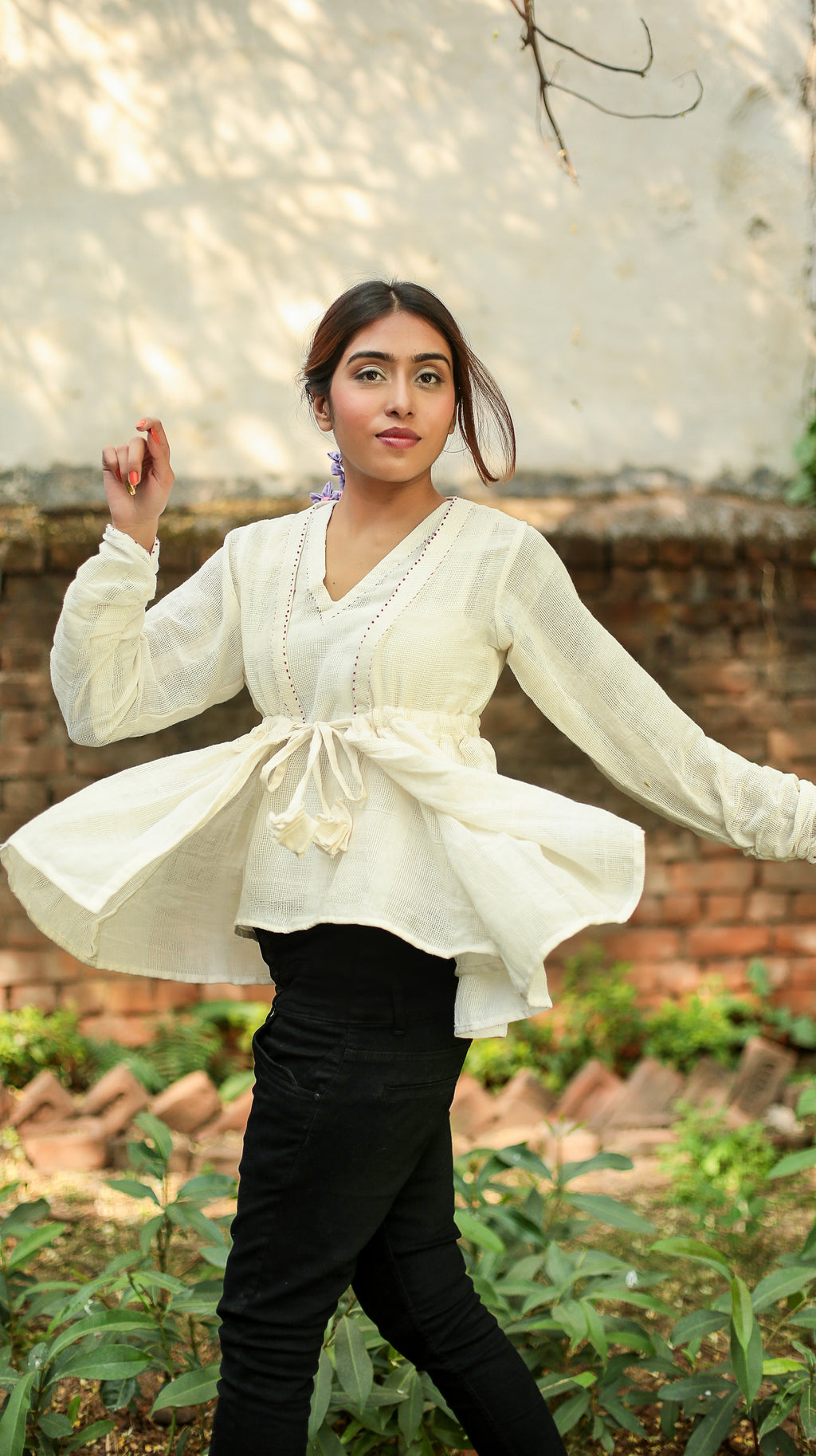 Kora gathered drawstring top