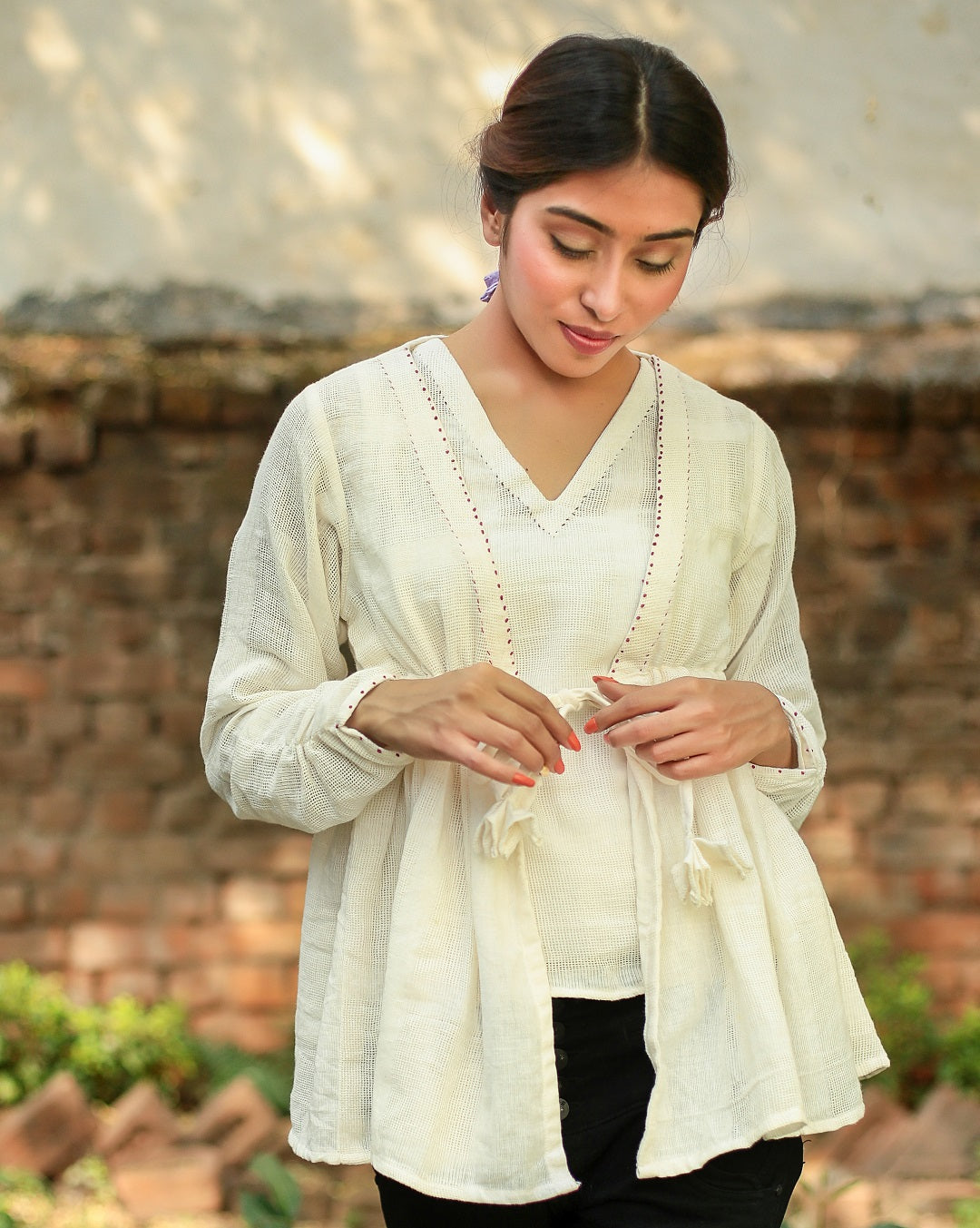 Kora gathered drawstring top