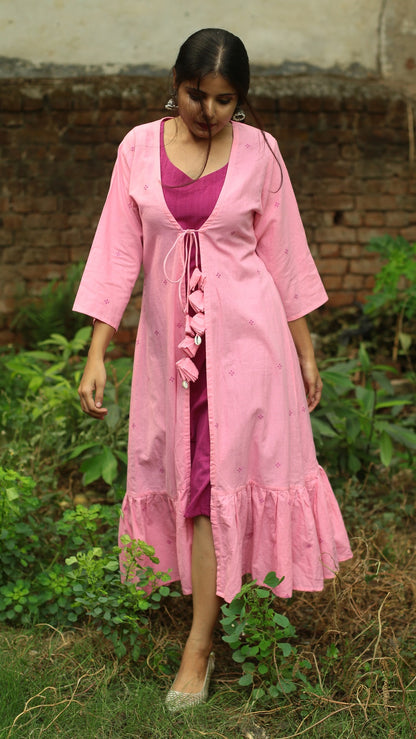 Pink buta layer dress