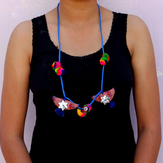 Blue textile necklace by bebaak
