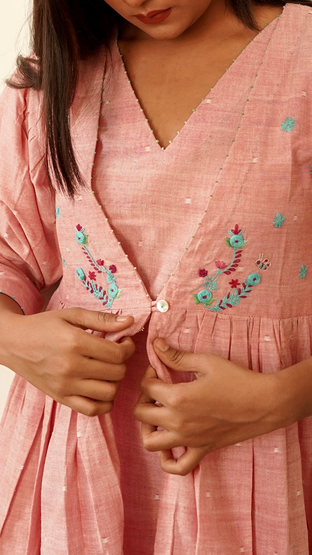 Shop Layered pink embroidered dress from Bebaak: Handmade clothing