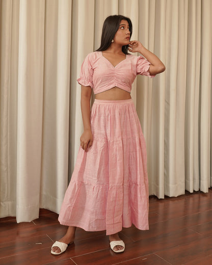 Baby pink tiered skirt