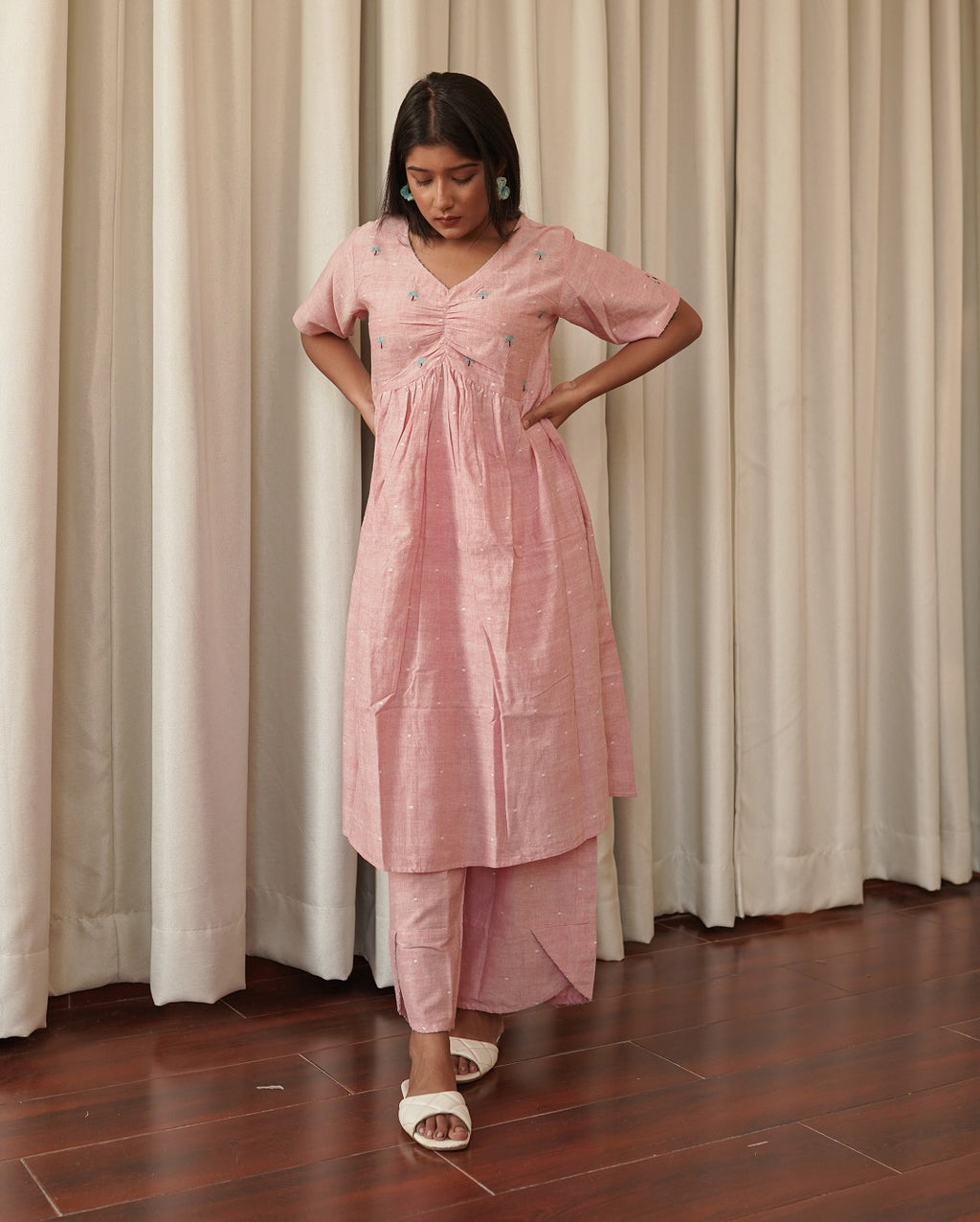 Baby pink straight palazzo