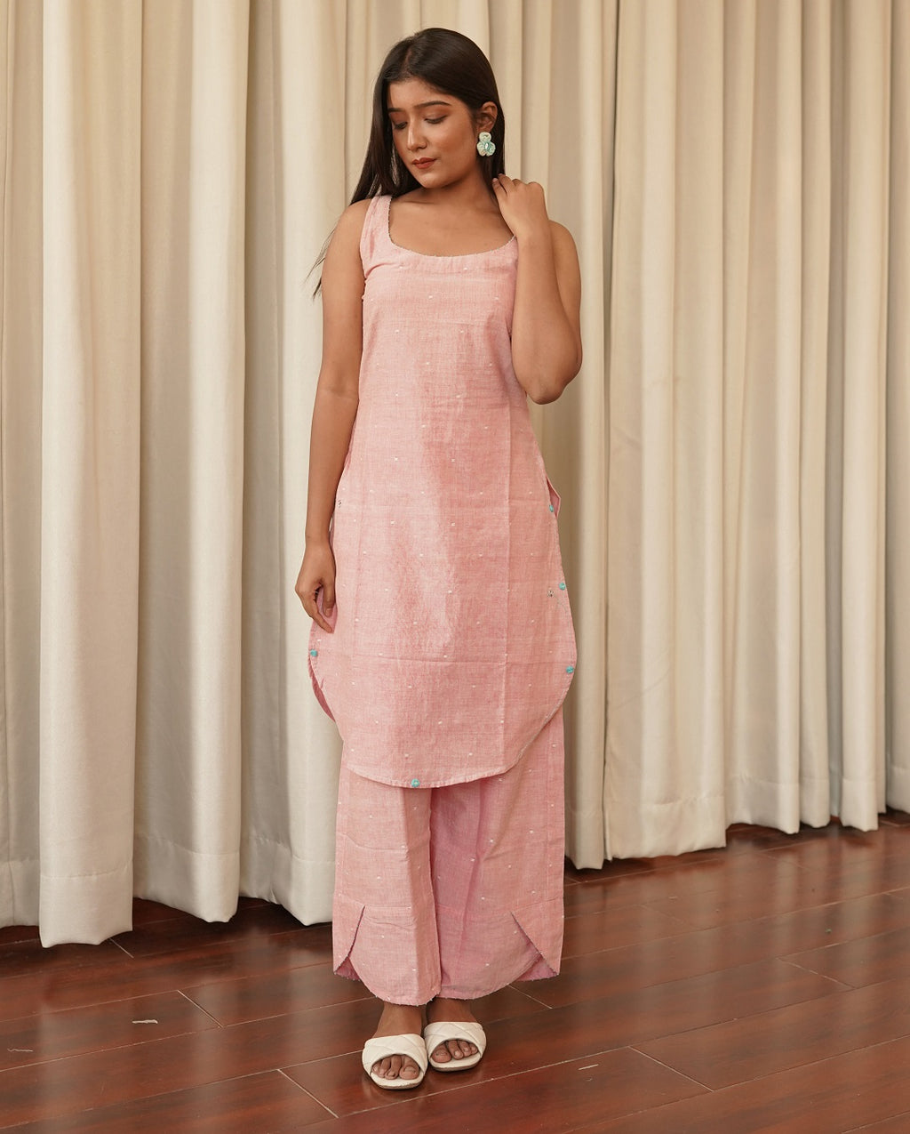 Baby pink straight palazzo