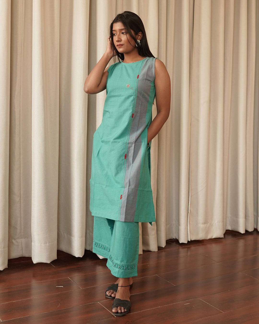 Jheel tunic set: straight cut
