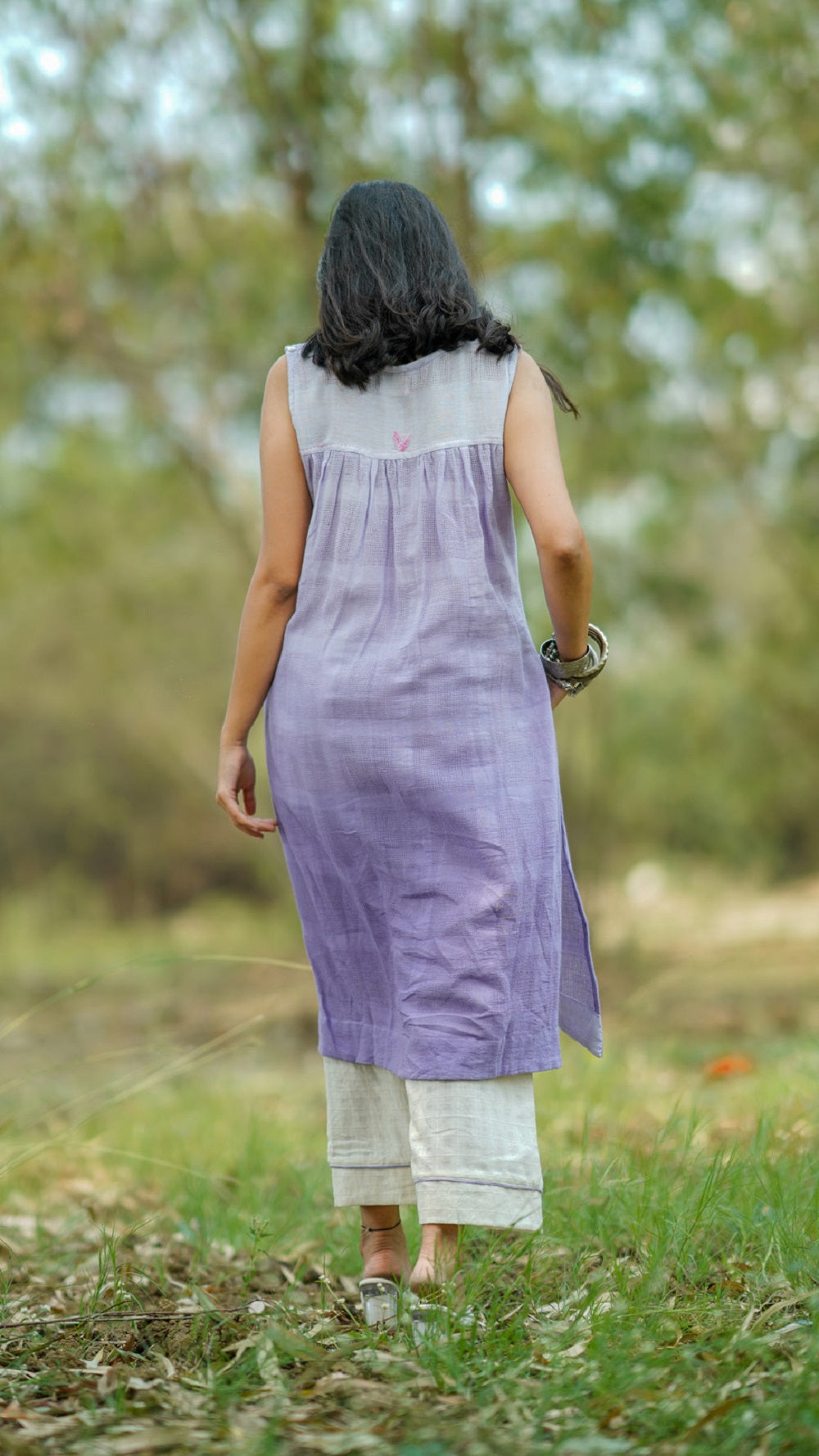 Shop lilac ombre cotton tunic set from Bebaak