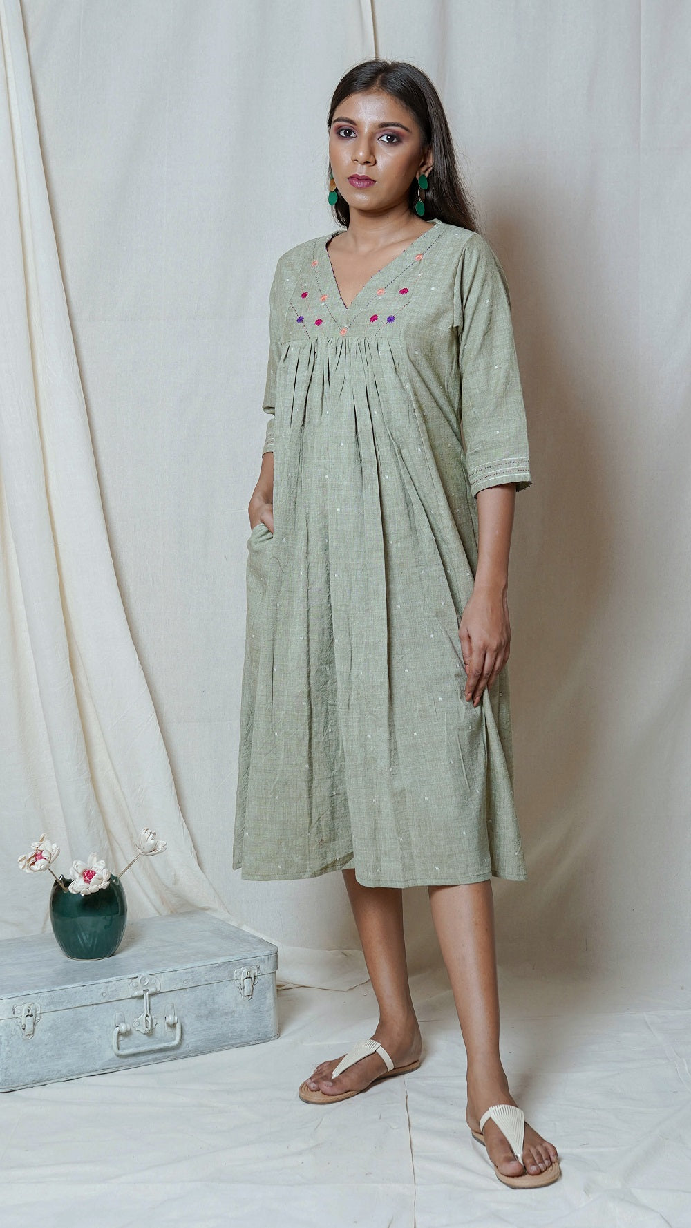 Shop Olive embroidered dress online at bebaakstudio.com
