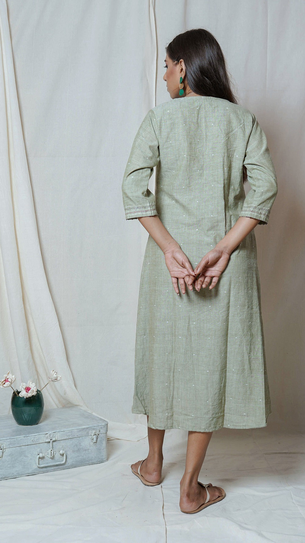Shop Olive embroidered dress online at bebaakstudio.com