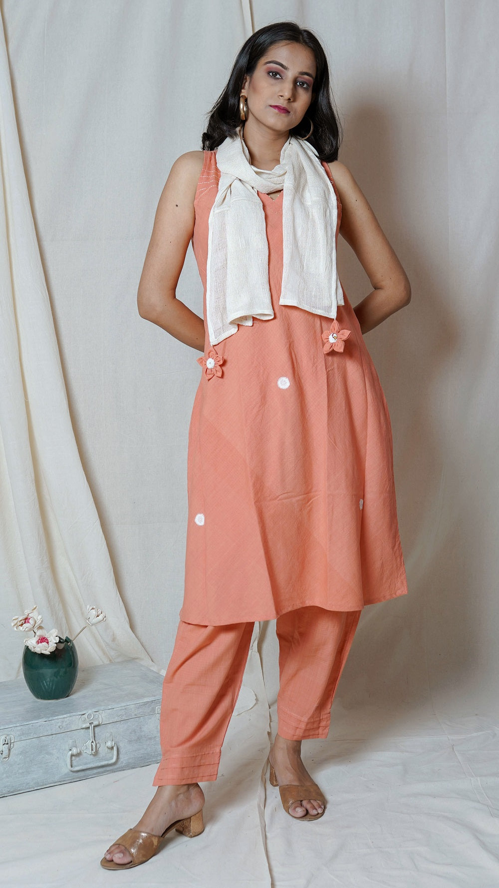 Shop Peach tunic set online at bebaakstudio.com