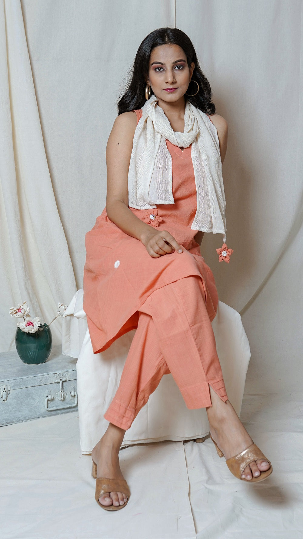 Shop Peach tunic set online at bebaakstudio.com