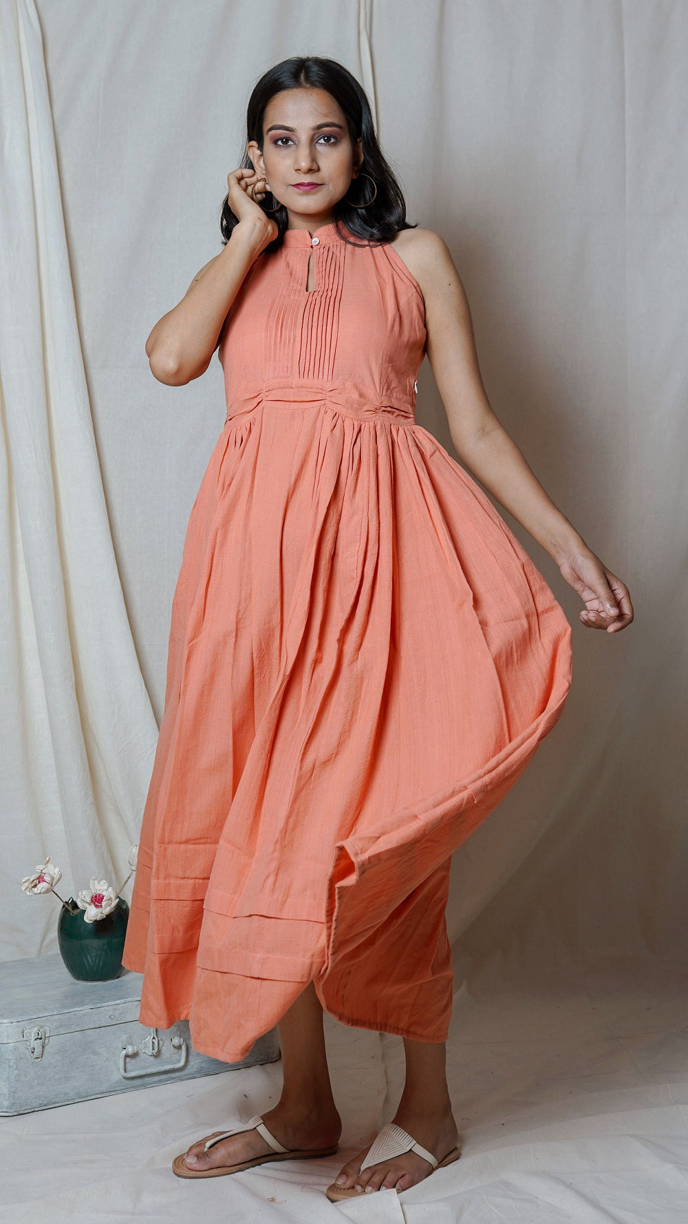 Shop peach maxi dress online at bebaakstudio.com