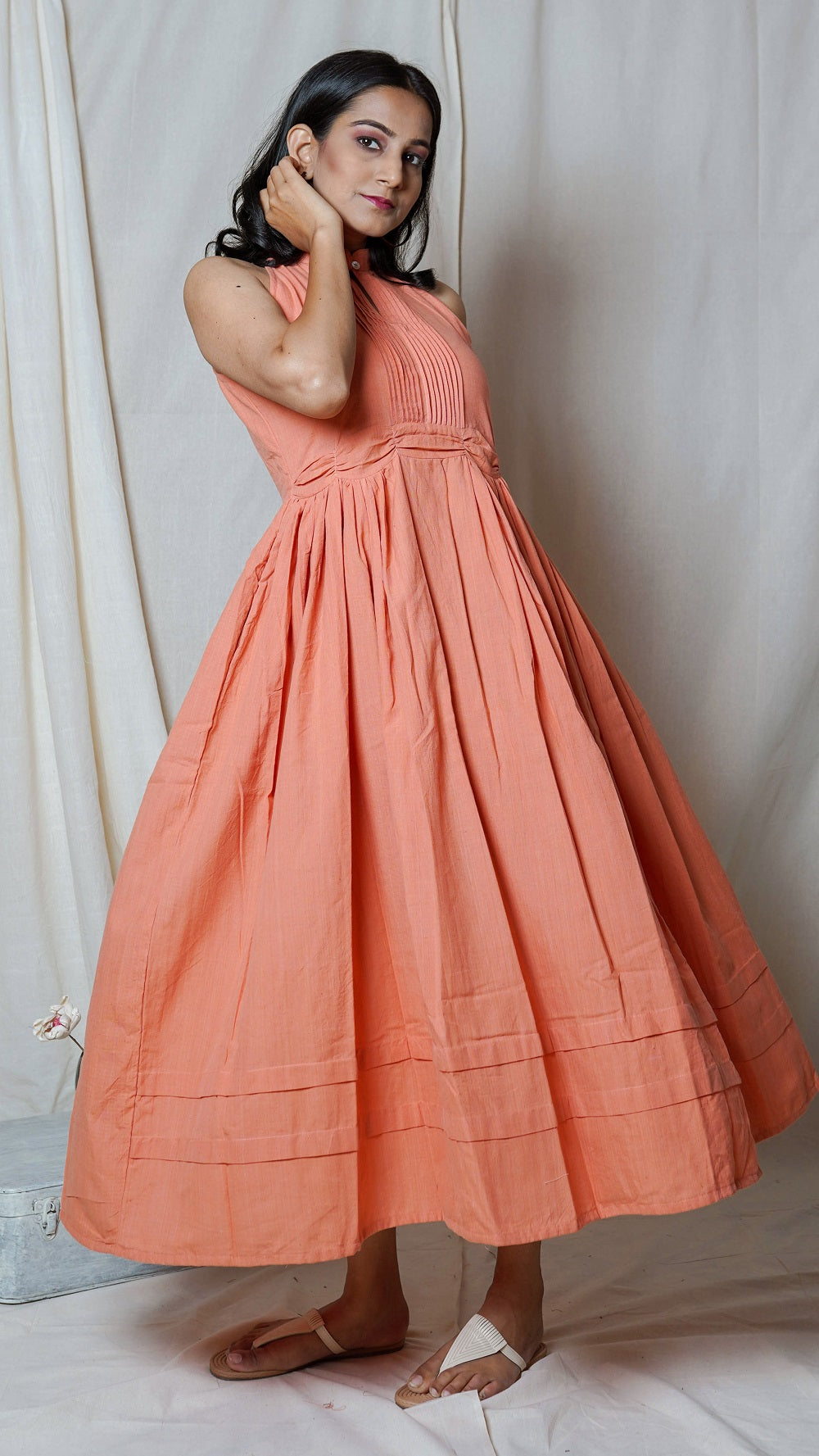 Shop peach maxi dress online at bebaakstudio.com
