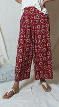 Red cotton block print palazzo online available at bebaakstudio.com