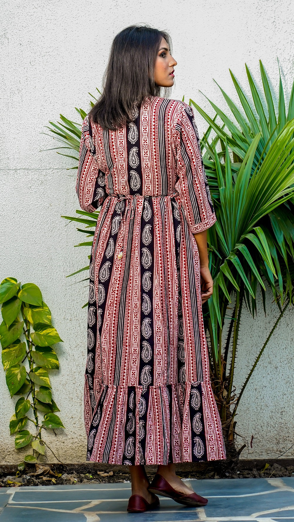 Shop Bagh print Flared cotton maxi dress online at bebaakstudio.com