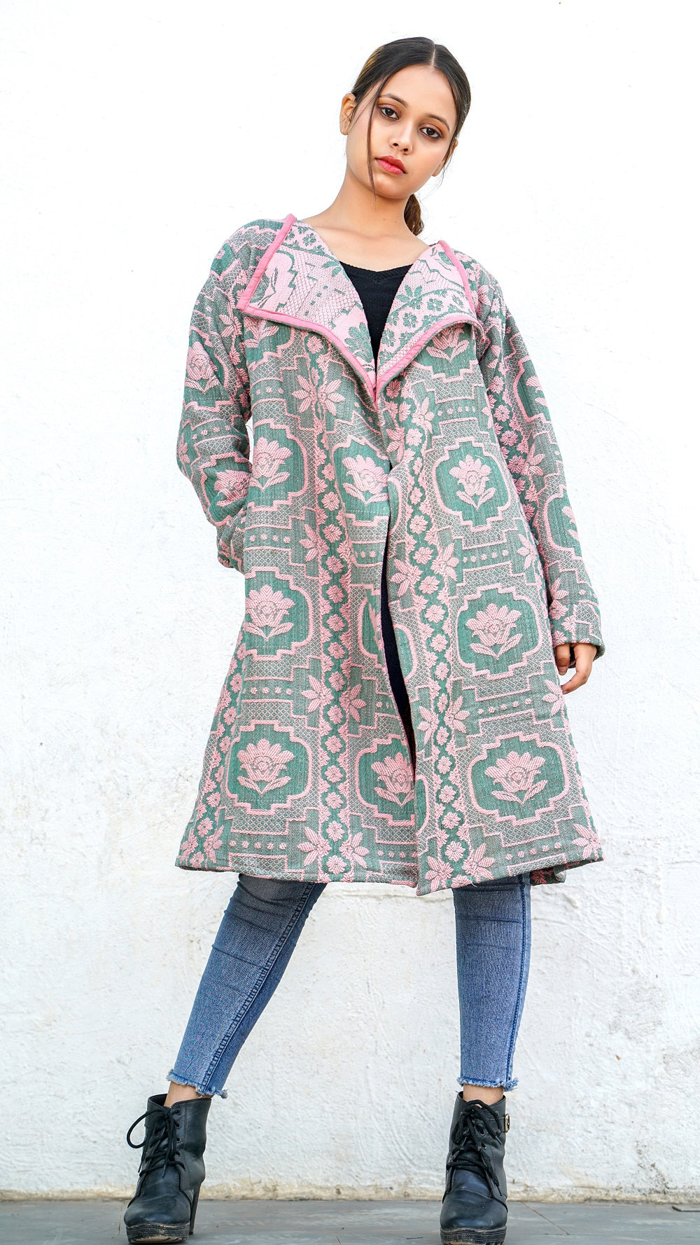 Lotus emerald green jacquard overlay