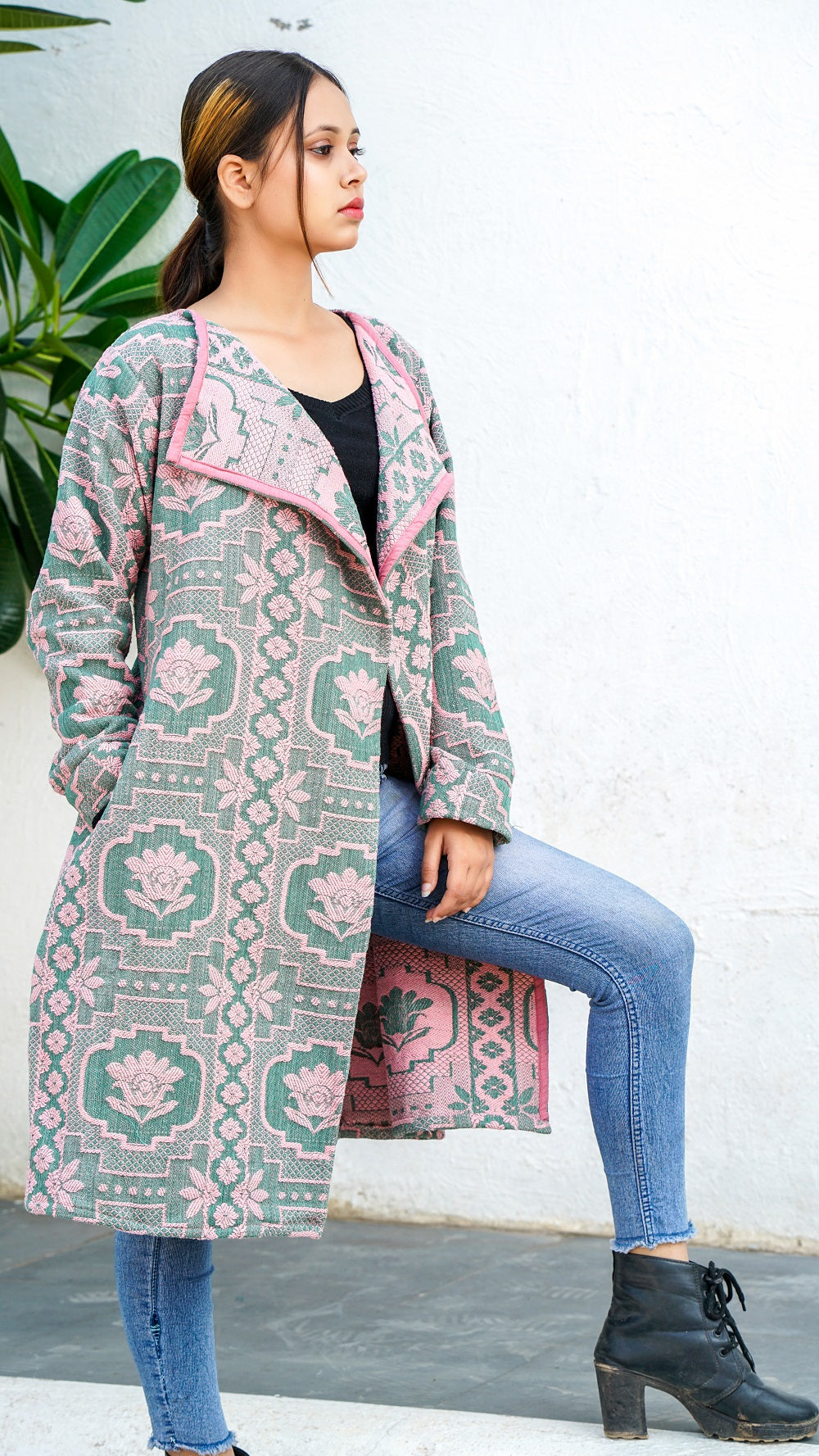 Lotus emerald green jacquard overlay