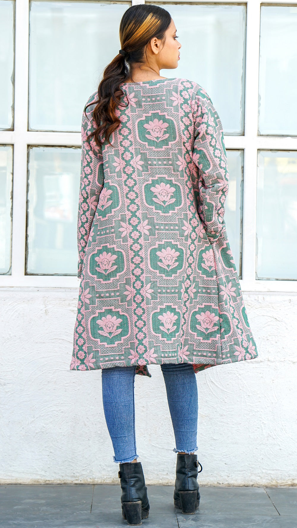 Lotus emerald green jacquard overlay