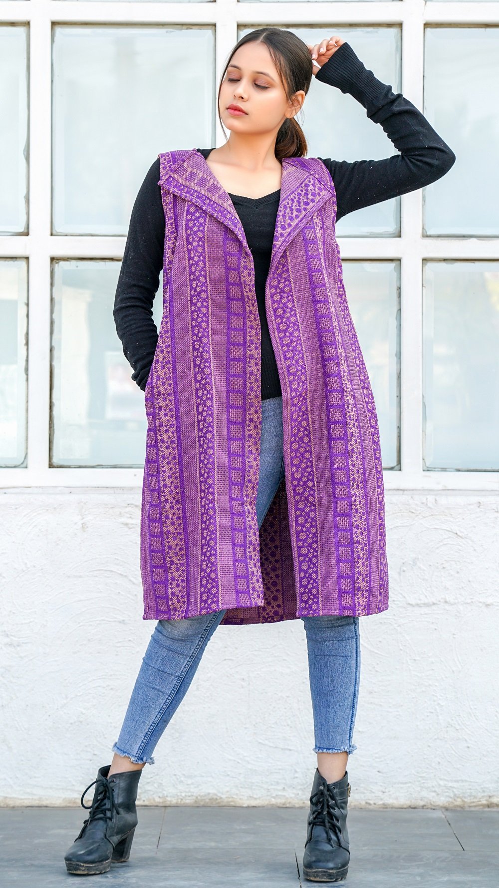 Rain drop purple jacquard overlay