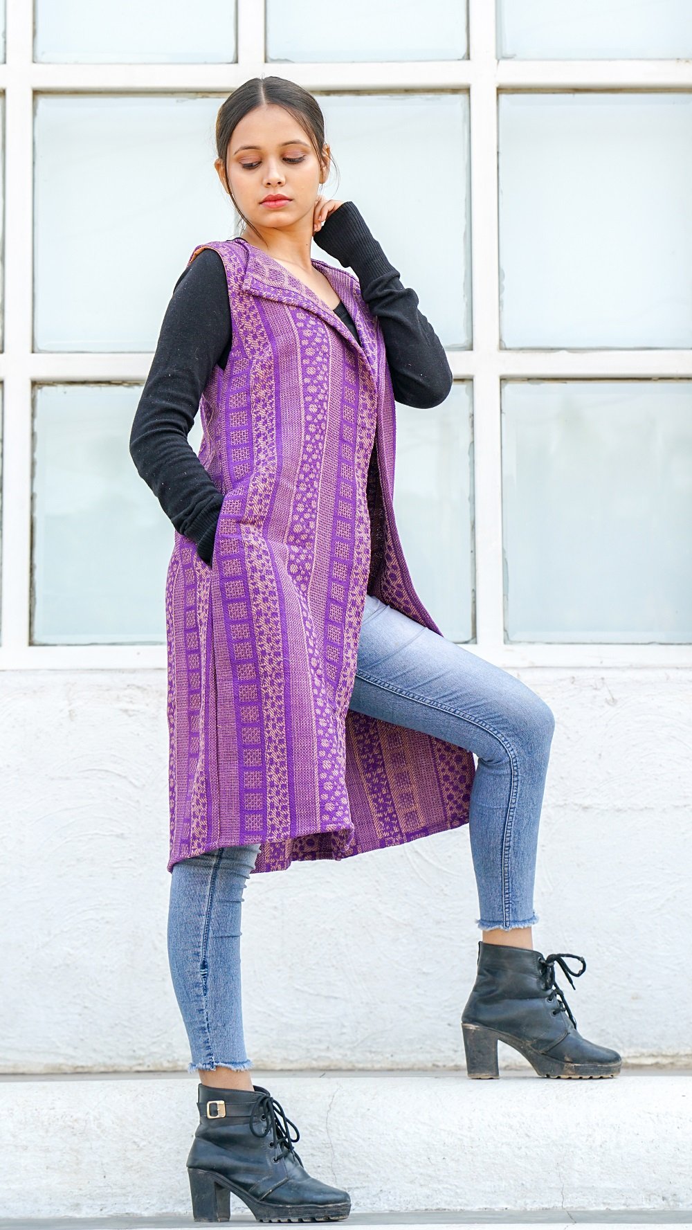 Rain drop purple jacquard overlay