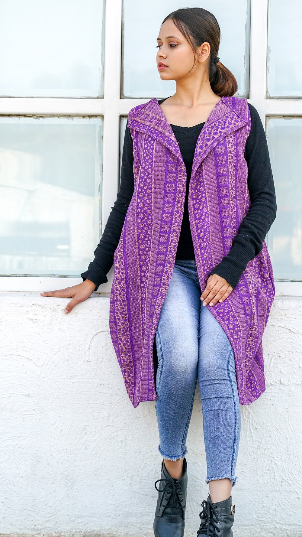 Rain drop purple jacquard overlay