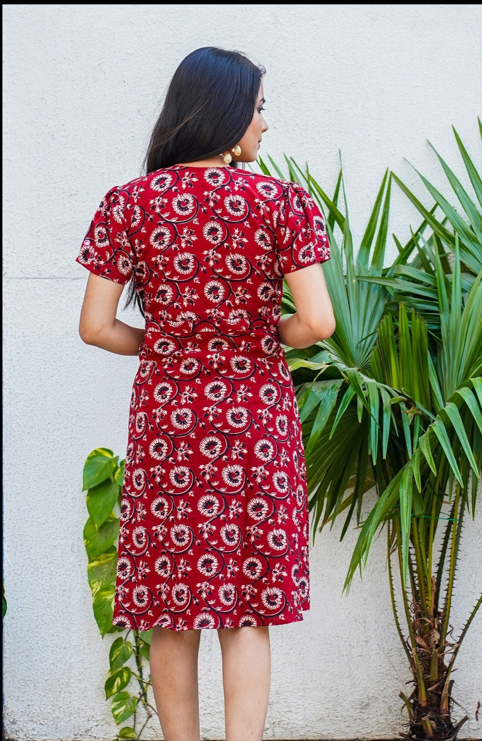 Shop Bagh print red floral A-line dress online at bebaakstudio.com