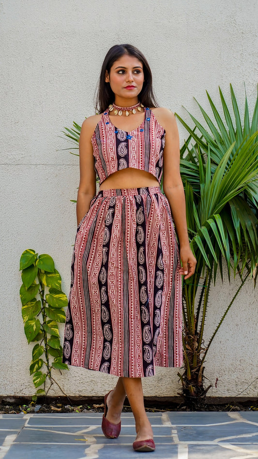 Shop Bagh print morni skirt set online at bebaakstudio.com